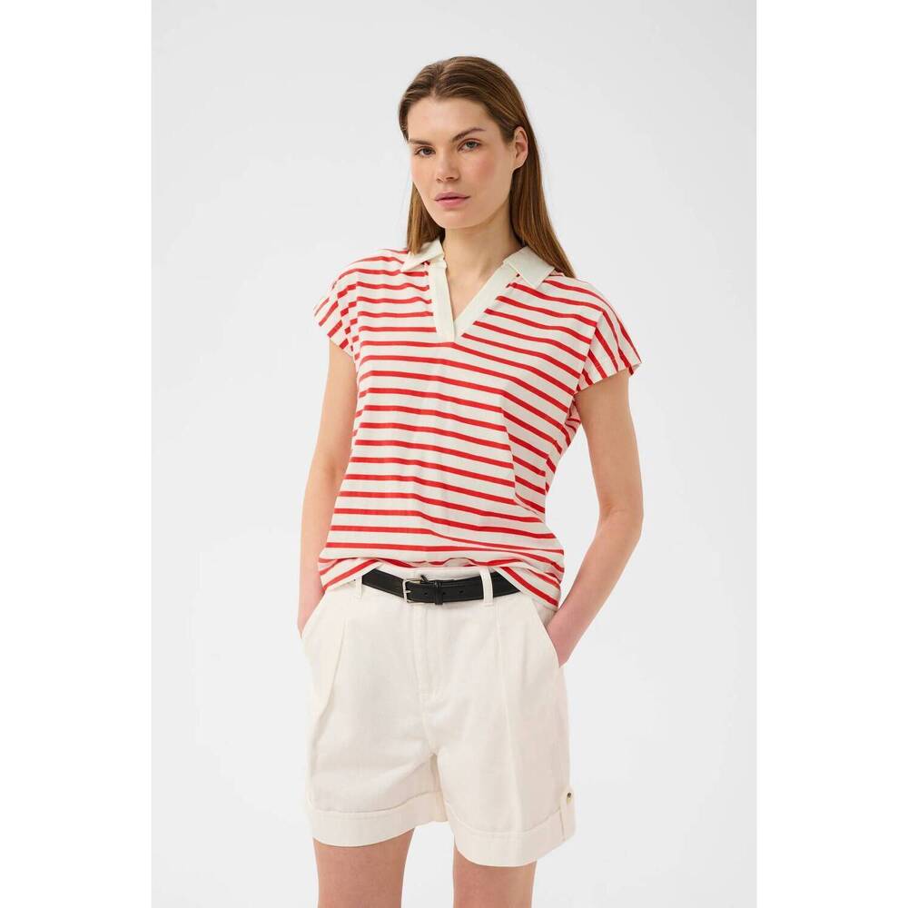 NEW INWEAR pfia polo t shirt in red slim stripe